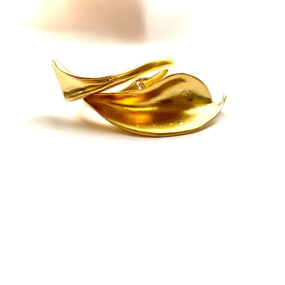 Golden Leaf Gold Hinge Sculptural Statement Bangle